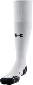 under armour adult soccer over-the-calf socks, 1-pair, white/black/black, large