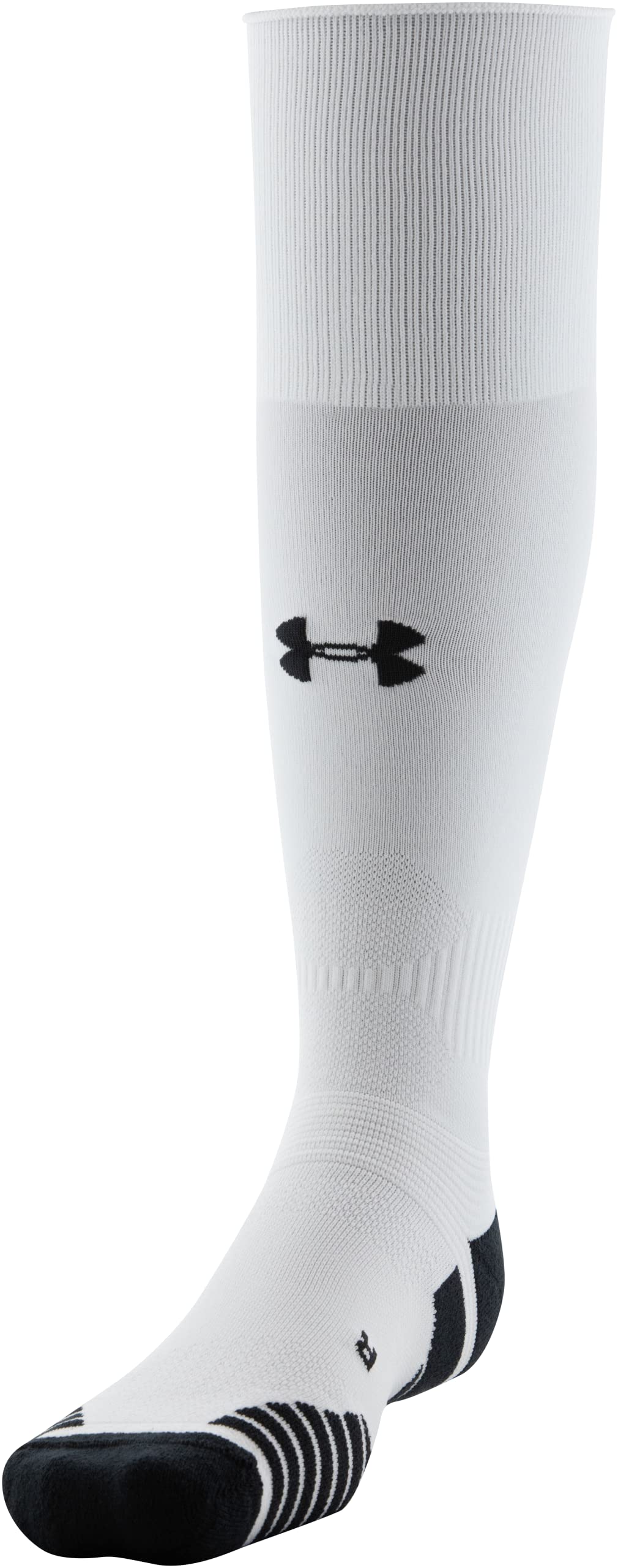 Under Armour Adult Soccer Over-The-Calf Socks, 1-Pair, White/Black/Black, Large