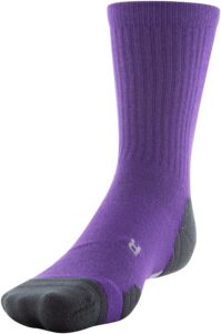 under armour adult team crew socks, 1-pair, purple/black/white, large