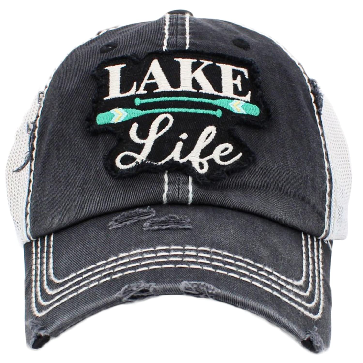 KBETHOS Hats Lake Life Women's Vintage Mesh Baseball Hat (Black)