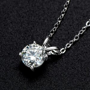 AINUOSHI Moissanite Necklaces for Women, Sterling Silver Necklace 1ct Round Diamond Pendant 18K White Gold Plated Jewelry Gifts for Women Mom Wife Girlfriend Mothers Day Christmas New Year Gifts