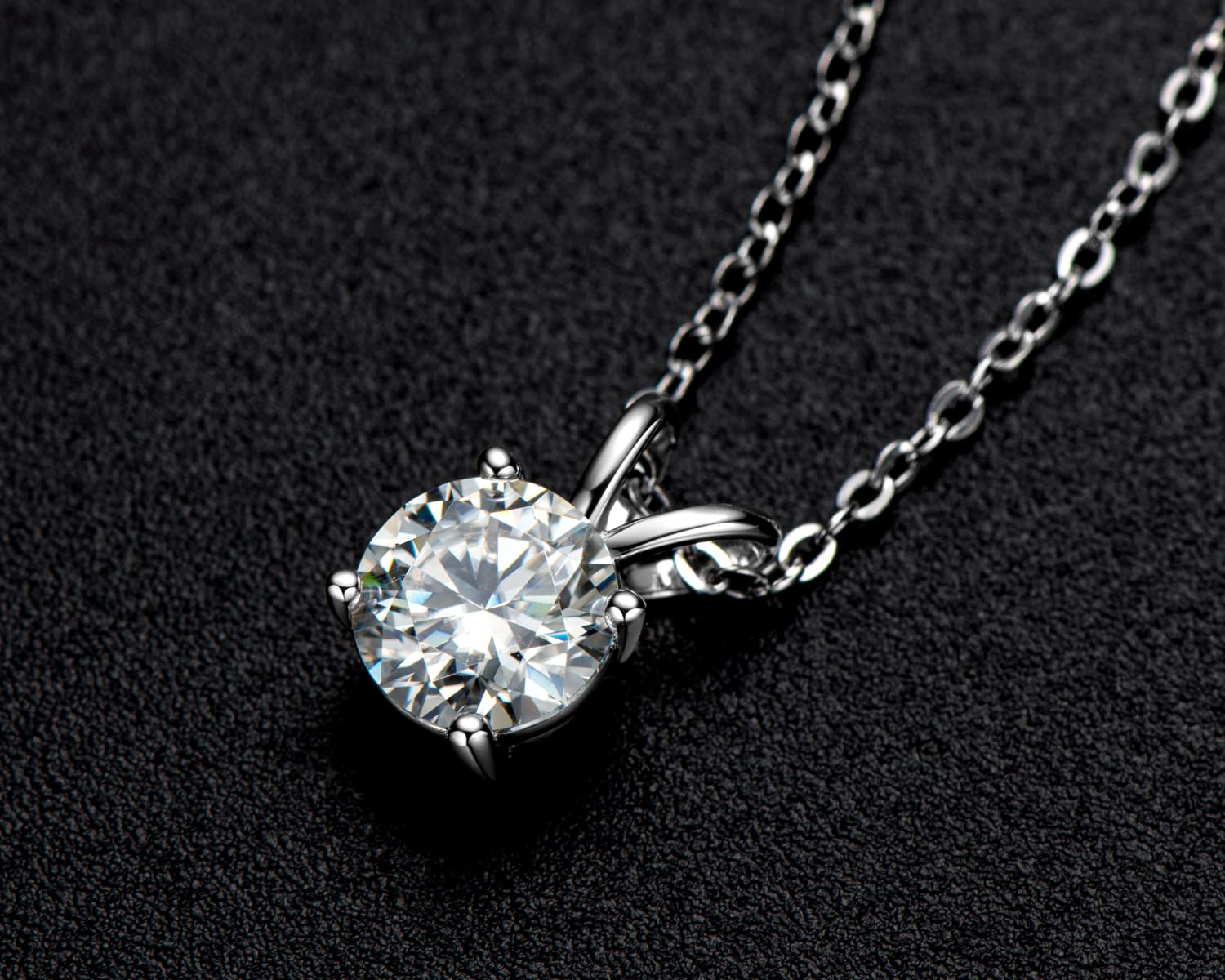 AINUOSHI Moissanite Necklaces for Women, Sterling Silver Necklace 1ct Round Diamond Pendant 18K White Gold Plated Jewelry Gifts for Women Mom Wife Girlfriend Mothers Day Christmas New Year Gifts