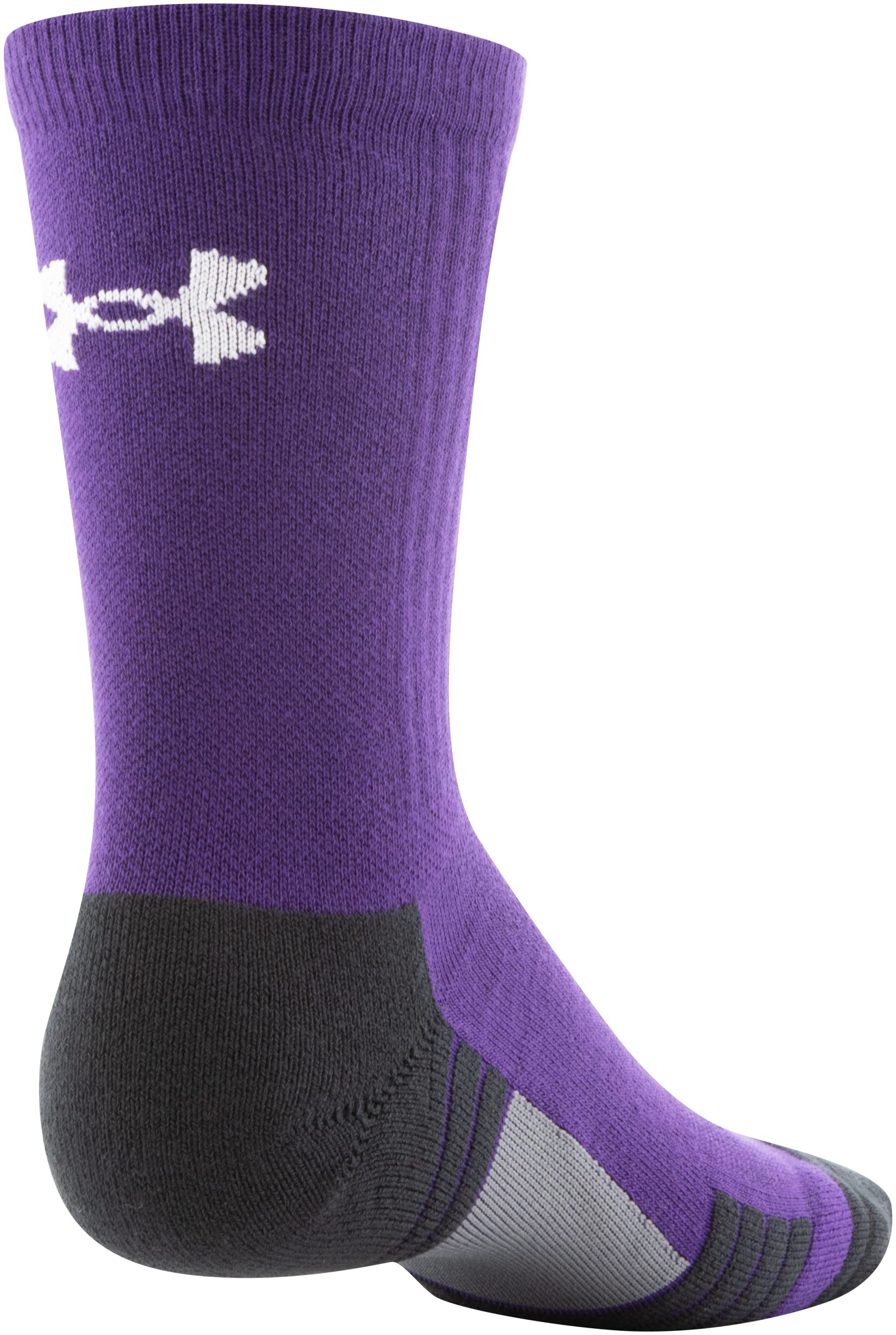 Under Armour Adult Team Crew Socks, 1-Pair, Purple/Black/White, Large