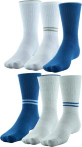 under armour men's essential crew socks, 6-pairs, khaki gray/khaki gray/deep sea, medium