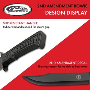 SZCO Supplies 15” 2nd Amendment Rubberized Handle Sawback Bowie Blade Outdoor Survival Knife With Sheath,Black,211559-SA