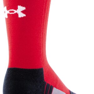 Under Armour Youth Team Crew Socks, 1-Pair, Red/Black/White, Small