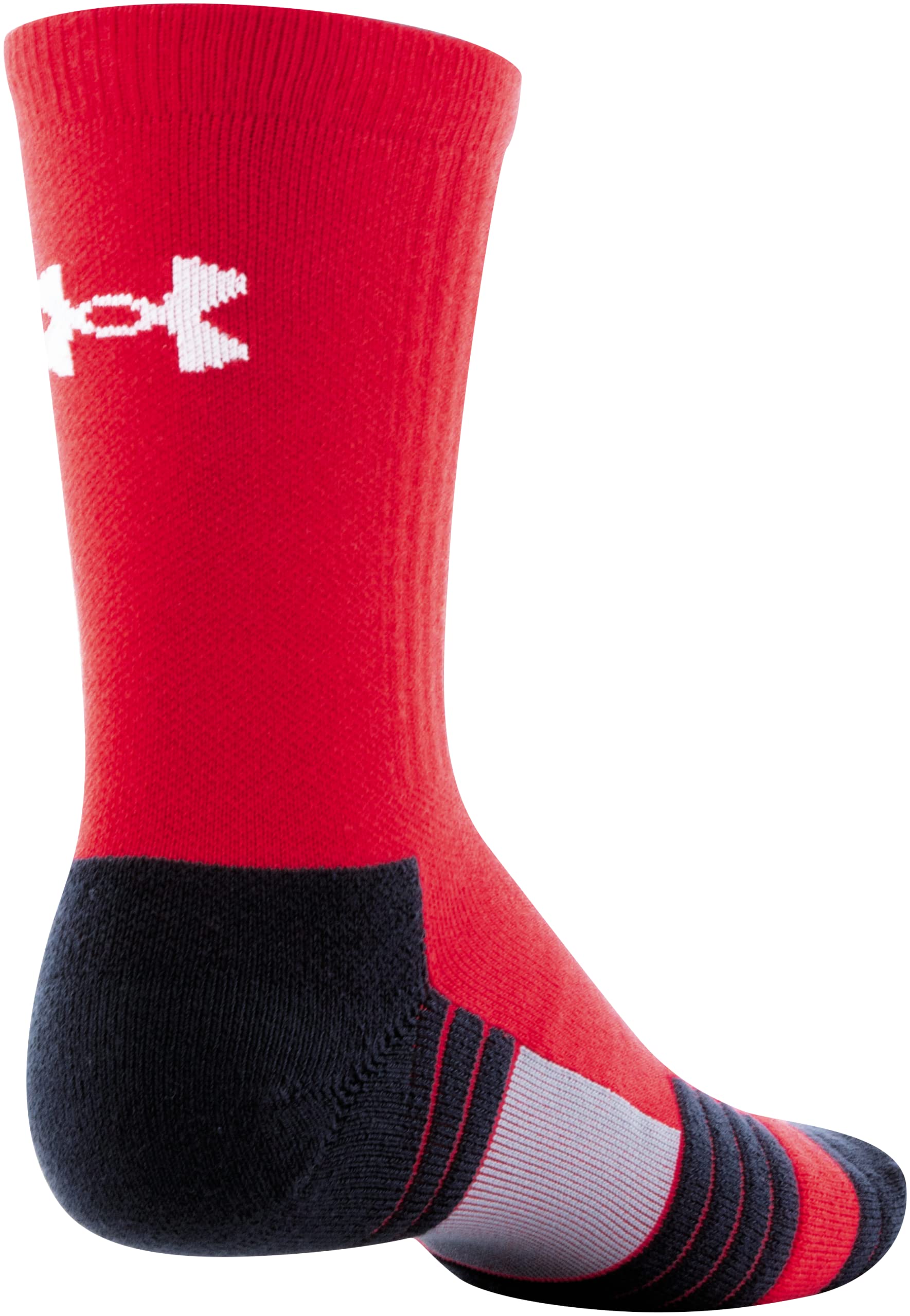 Under Armour Youth Team Crew Socks, 1-Pair, Red/Black/White, Small