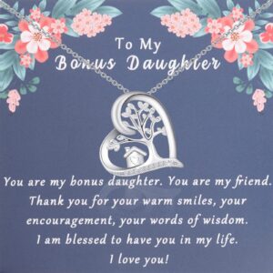 pliti bonus daughter necklace stepdaughter gift to my bonus daughter jewelry family strength jewelry for daughter unbiological daughter gift (bonus daughter necs)