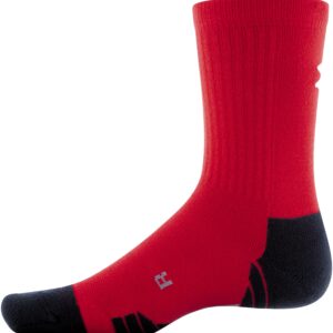 Under Armour Youth Team Crew Socks, 1-Pair, Red/Black/White, Small