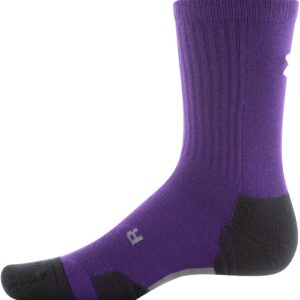 Under Armour Adult Team Crew Socks, 1-Pair, Purple/Black/White, Large