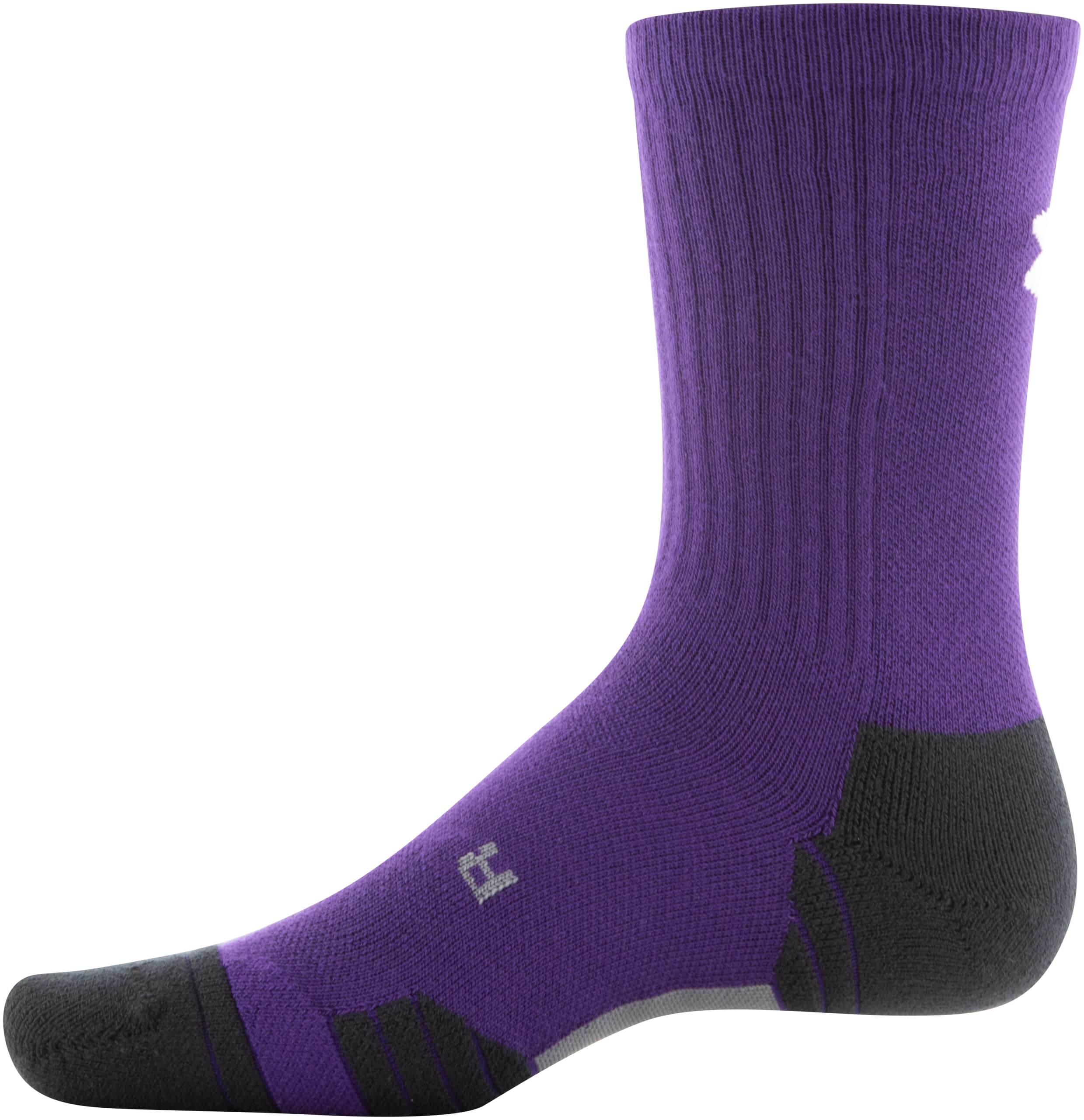 Under Armour Adult Team Crew Socks, 1-Pair, Purple/Black/White, Large