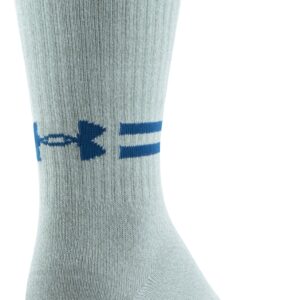 Under Armour Men's Essential Crew Socks, 6-Pairs, Khaki Gray/Khaki Gray/Deep Sea, Medium