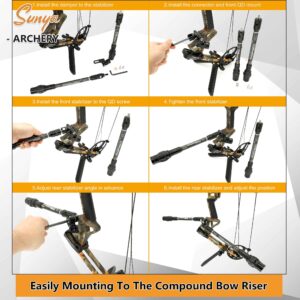 SUNYA Archery Compound Bow Stabilizer Quick Disconnect Mounting Adapter V-Bar Connect Kit for Front and Rear Bow Stabilizer Rod