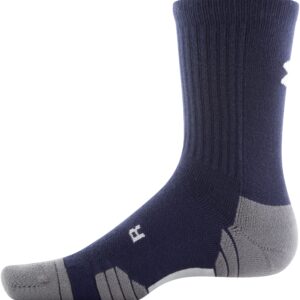 Under Armour Youth Team Crew Socks, 1-Pair, Midnight Navy/Graphite/White, Small