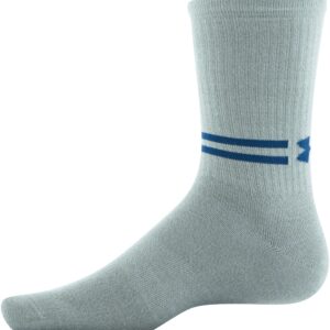 Under Armour Men's Essential Crew Socks, 6-Pairs, Khaki Gray/Khaki Gray/Deep Sea, Medium