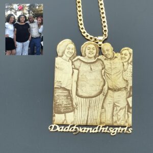 Pendantify Custom Photo Engraved Necklace Pendant Charm in Gold & Silver For Him & Her | Personalized Picture in a Pendant Necklace (Medium Size Pendant (2.5-3 inches), Gold)