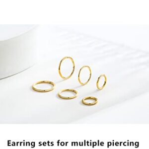 Motbegit Small Gold Hoop Earrings: 14K Gold Plated Huggie Hoop Earrings for Cartilage Helix Tragus 18g Tiny Thin Hoop Earrings for Women Men