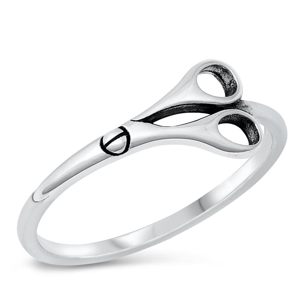 Scissors Cutting Ties Separation Ring New .925 Sterling Silver Band Size 5