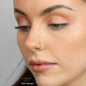 Motbegit Small Gold Hoop Earrings: 14K Gold Plated Huggie Hoop Earrings for Cartilage Helix Tragus 18g Tiny Thin Hoop Earrings for Women Men