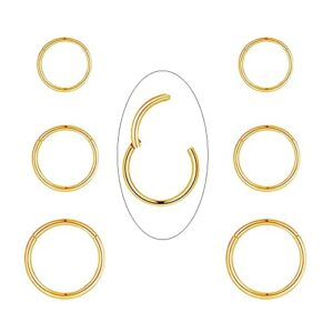 Motbegit Small Gold Hoop Earrings: 14K Gold Plated Huggie Hoop Earrings for Cartilage Helix Tragus 18g Tiny Thin Hoop Earrings for Women Men