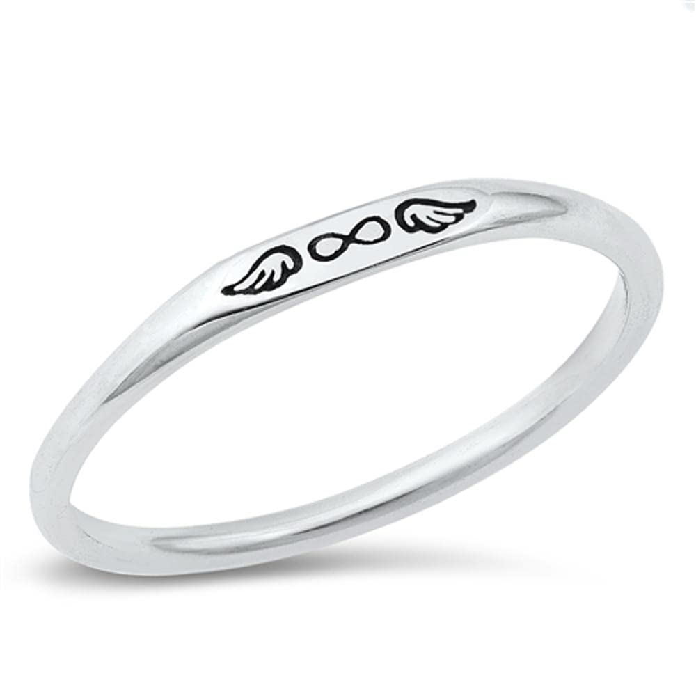 Infinity Guardian Angel Wings Fashion Ring .925 Sterling Silver Band Size 8