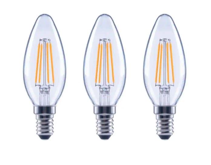 EcoSmart 40-Watt Equivalent B11 Dimmable Energy Star Clear Glass Candelabra LED Vintage Edison Light Bulb Bright White (3-Pack)