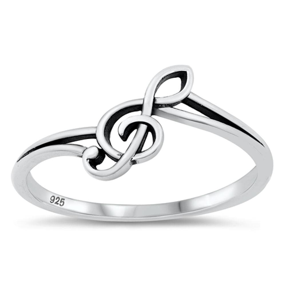 Treble G Clef Music Note Cute Ring New .925 Sterling Silver Band Size 5