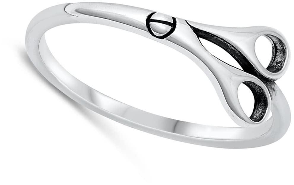 Scissors Cutting Ties Separation Ring New .925 Sterling Silver Band Size 5