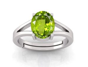 lmdprajapatis 5.25 carat 925 sterling silver with stemp light green natural peridot gemstone ring lab tested astrological gemstone adjustable ring for men or women