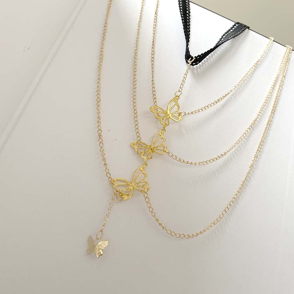 Sexy Body Chain Wavy Snake Leg Chain Jewelry for Women Butterfly Pendant Layered Leg Chain Necklace (Snake Leg Chain-Gold)