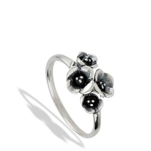 Cute Flower Bouquet Dogwood Flowers Ring .925 Sterling Silver Band Size 9