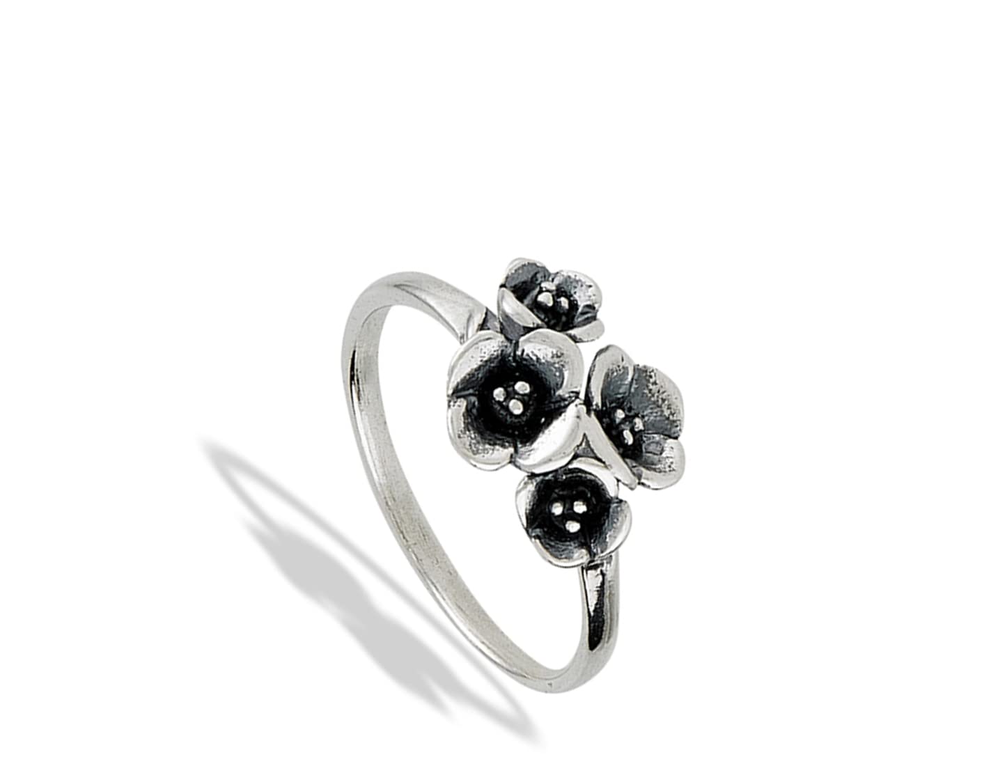 Cute Flower Bouquet Dogwood Flowers Ring .925 Sterling Silver Band Size 9