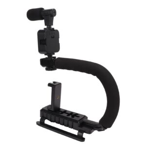 Handheld Camera Stabilizer, Blur Prevention 1/4 Inch Thread Upholstered Handle Hot Shoe Interface U-Shaped Camera Stabilizer for Outdoor Shooting