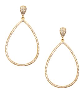 dazzling earrings | 18k gold plated cz paved copper jewelry drop earrings | gold long drop earrings for women