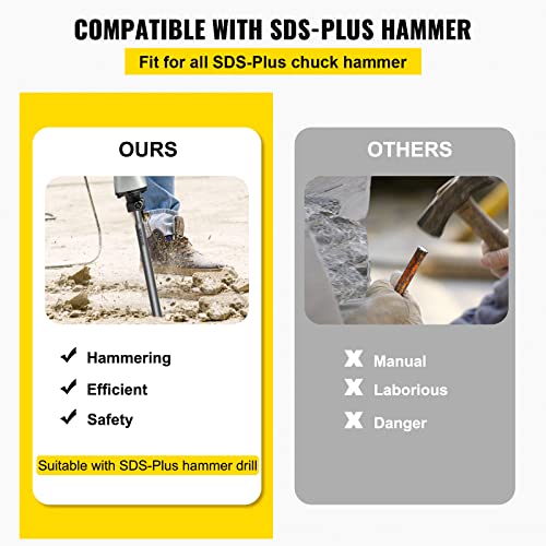 VEVOR SDS Plus Tile Removal Tool with Point Chisel for Floor Scraper and Concrete Demolition Chisel Bit 3.5" x 9.5"