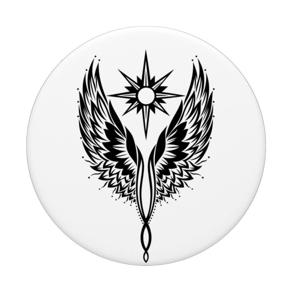 Angels Wings with Sun Guardian-Angel with Sun Rays PopSockets Swappable PopGrip