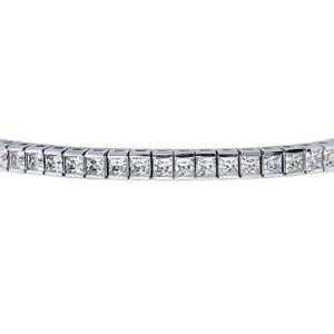 BERRICLE Sterling Silver Princess Cut Cubic Zirconia CZ Fashion Tennis Bracelet for Women, Rhodium Plated 7"