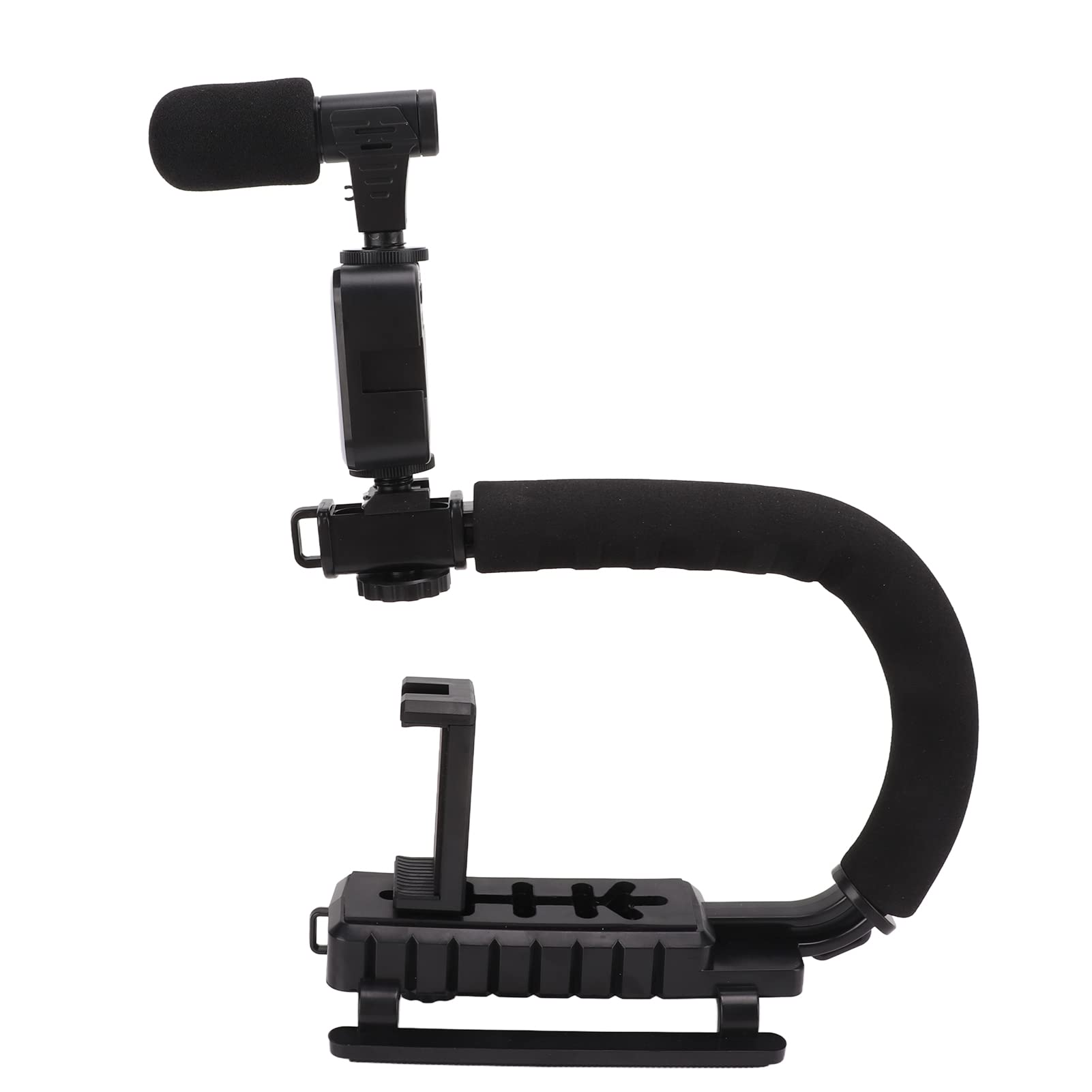 Handheld Camera Stabilizer, Blur Prevention 1/4 Inch Thread Upholstered Handle Hot Shoe Interface U-Shaped Camera Stabilizer for Outdoor Shooting