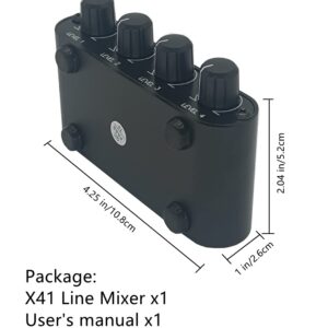 TENEALAY 4 Way Audio mixer Stereo line levels control Box mini passive mixer (X41)