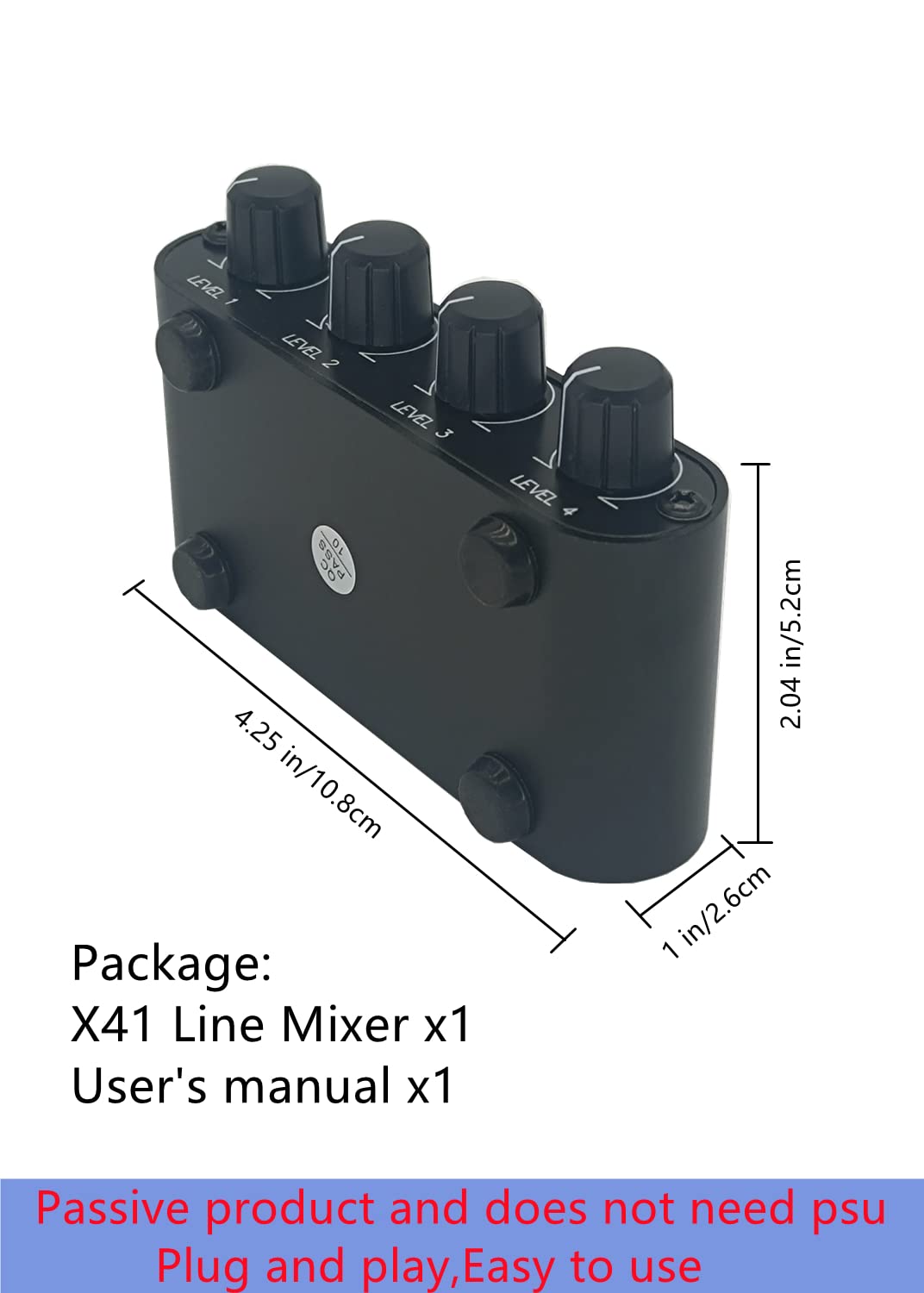 TENEALAY 4 Way Audio mixer Stereo line levels control Box mini passive mixer (X41)