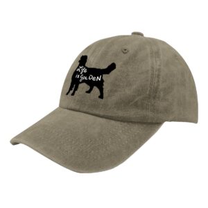 Dog Mom Women's Baseball Cap for Dog Lover Life is Golden Hat Fashion Distressed Baseball Cap Golden Retriever Gift(One Size, Life is Golden Khaki)