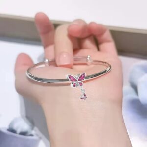 TGLS Sparkling Mother and Child Pink Butterfly Charm Compatible With Pandora Charms Bracelets