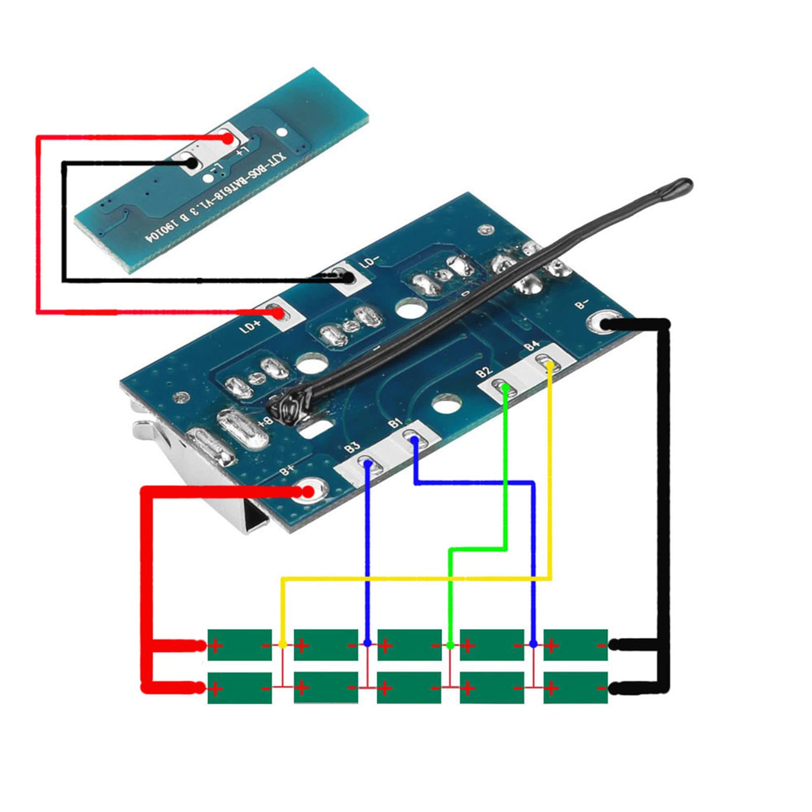 LICHIFIT Li-ion Battery Replacement PCB Circuit Protection Board Kit Case Housing Cover LED Light Label for Bosch 18V Tool Parts