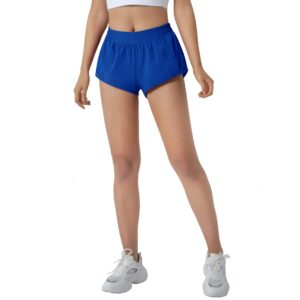 Aurefin Running Shorts for Women,Quick Dry Athletic Sports Shorts Lightweight Active Workout Gym Shorts with Zip Pocket Blue/M