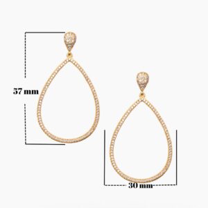 Dazzling Earrings | 18K Gold Plated CZ Paved Copper Jewelry Drop Earrings | Gold Long Drop Earrings For Women