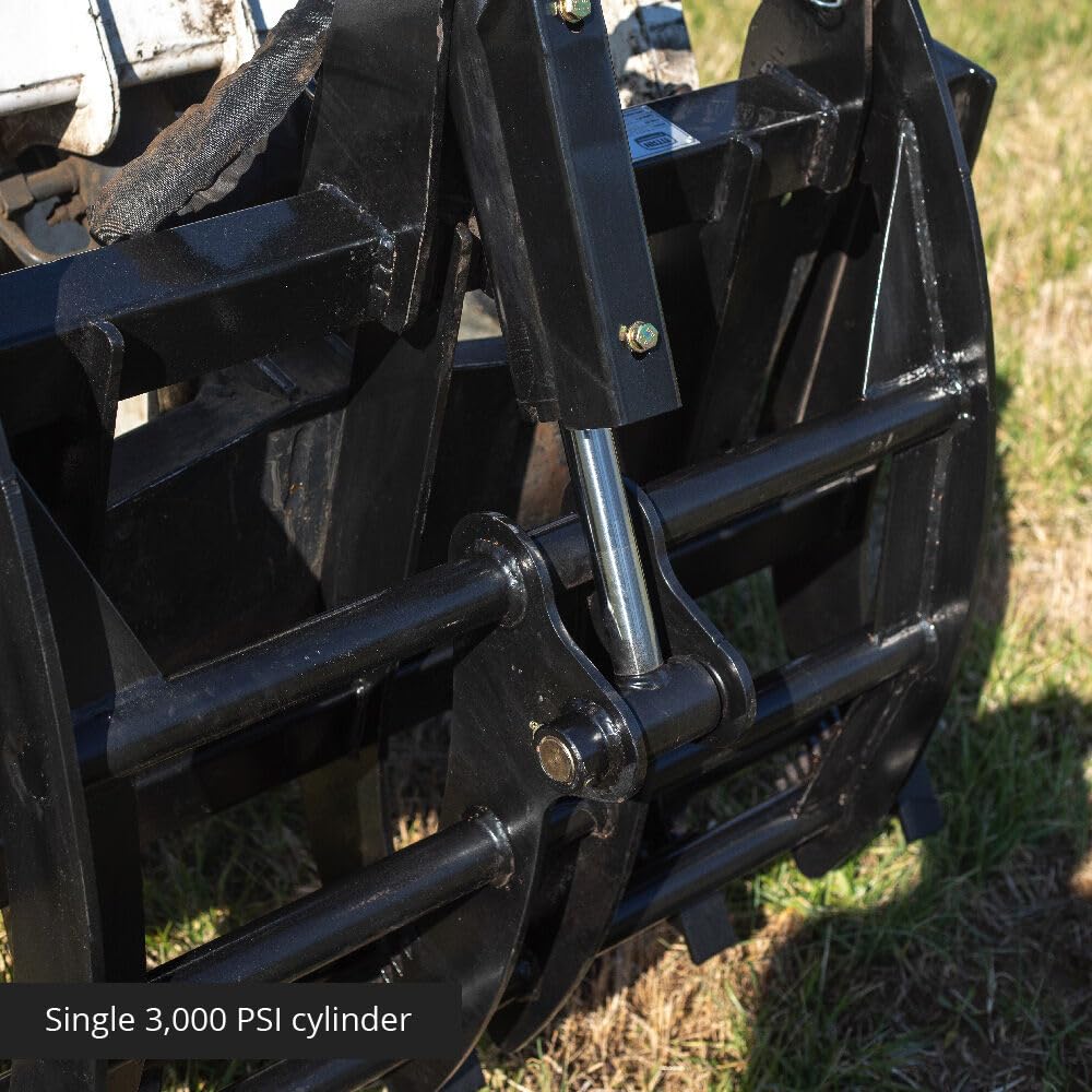 Titan Attachments Skid Steer 48â€ Light-Duty Single Cylinder Root Grapple Rake, Economy Series