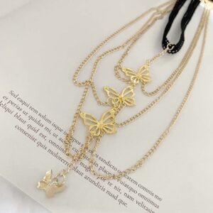 Sexy Body Chain Wavy Snake Leg Chain Jewelry for Women Butterfly Pendant Layered Leg Chain Necklace (Snake Leg Chain-Gold)