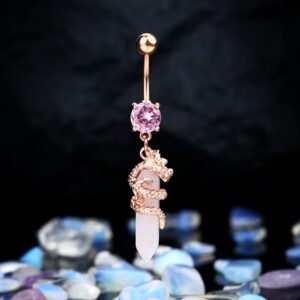 CM Crareesi Mania Dragon Belly Button Rings 14G Belly Rings Dangling Nature Stone Navel Piercing Jewelry Skull Belly Button Piercing Jewelry