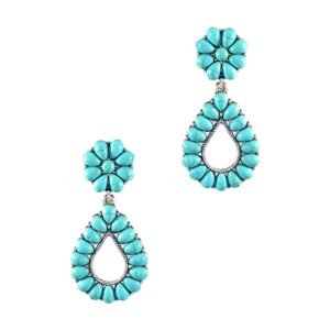 Turquoise Bohemian Small Delicate Metal Teardrop Earring No.248