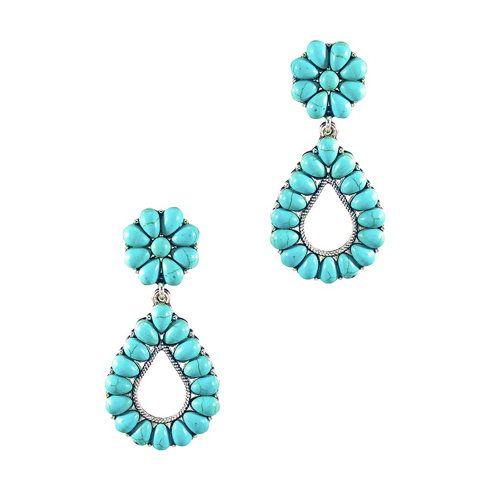 Turquoise Bohemian Small Delicate Metal Teardrop Earring No.248